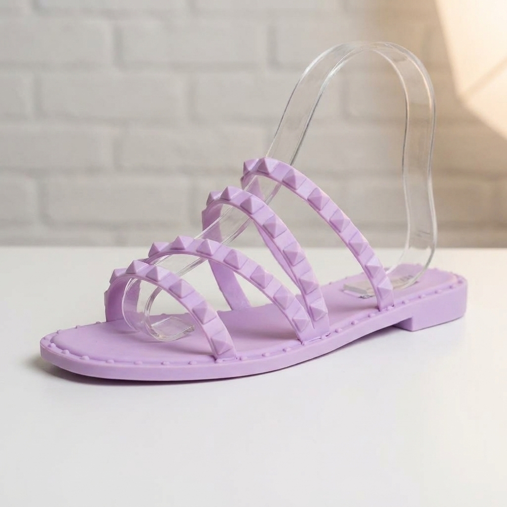 NEW STEVE MADDEN skyler-j studded jelly slide sandals in lilac